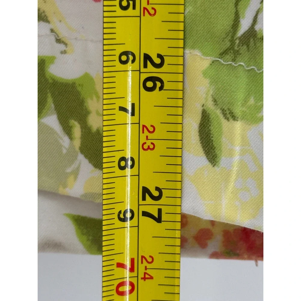 Alia Womens Floral Cropped Pants Red Green Yellow Elastic Waist Sz 8 Wide Leg